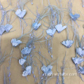 Blue Feaher Pearl Flower geborduurde stof voor jurken